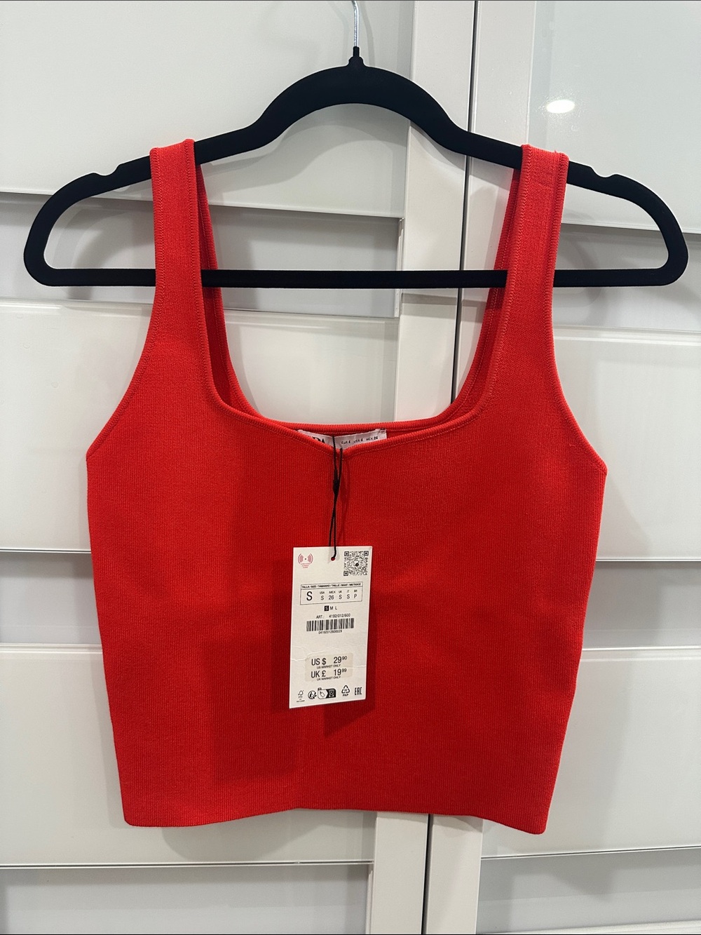 Zara Red Square-Neck Ribbed Tank - Picture 3 of 6